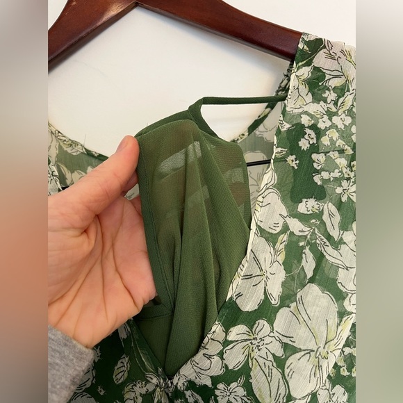 Mango floral « Lila » chiffon midi dress Floral Green Wrap Dress size 4 - Picture 7 of 12